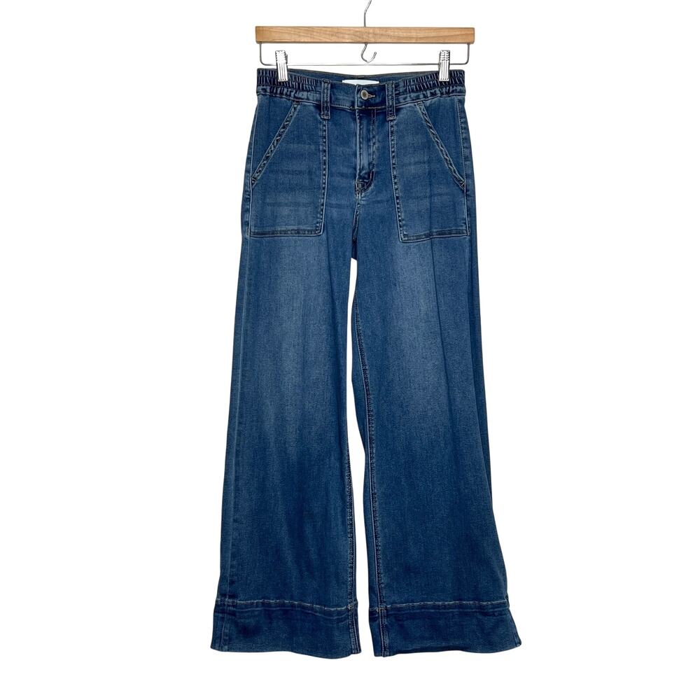 Vervet High Rise Wide Leg Jeans Size 25 Blue Stretch Denim Patch Pocket